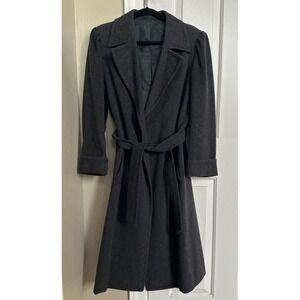 Vintage 100% Cashmere Wrap Coat - Charcoal Grey - Puff Sleeve PTP 20 inches‎ M
